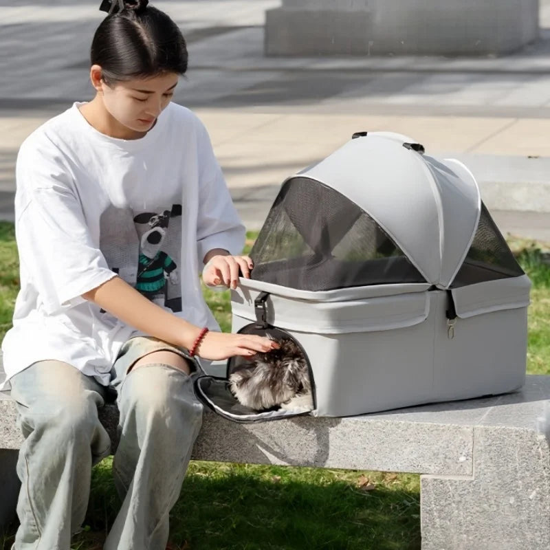 Pet Stroller Dog Cat Stroller Small Pet Cart For Outings Cart Bag Can Be Separated Breathable Shade Light Folding Outdoor Travel