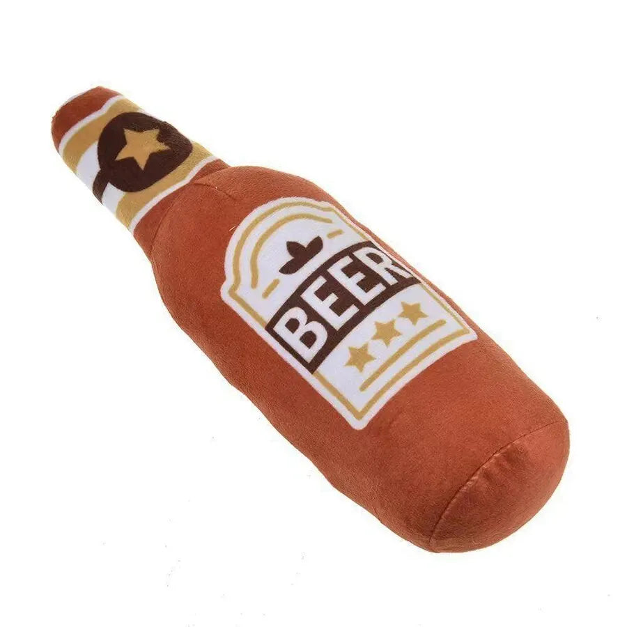 4PetsOnly Squeaky Plush Bottle Buddy Dog Toy