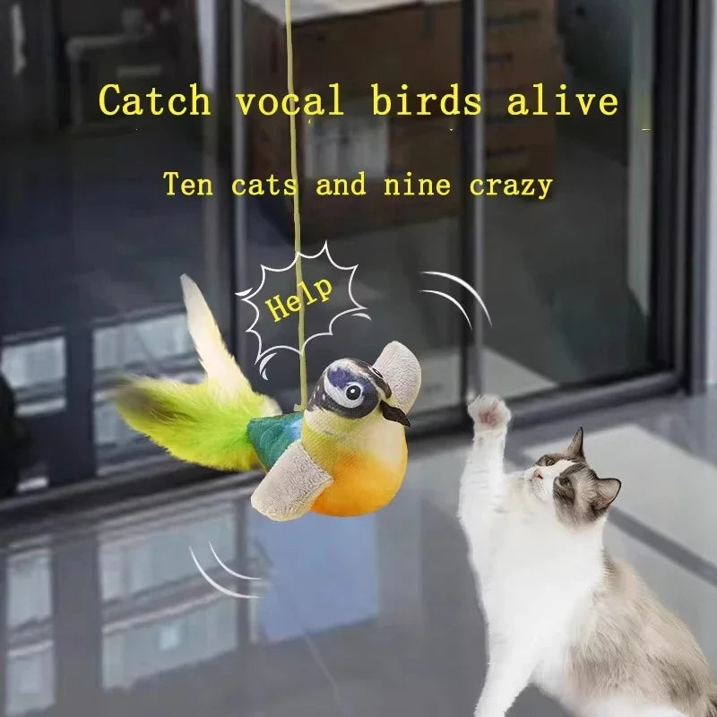 4PetsOnly Interactive Catnip Plush Cat Toy - Realistic Bird Sound