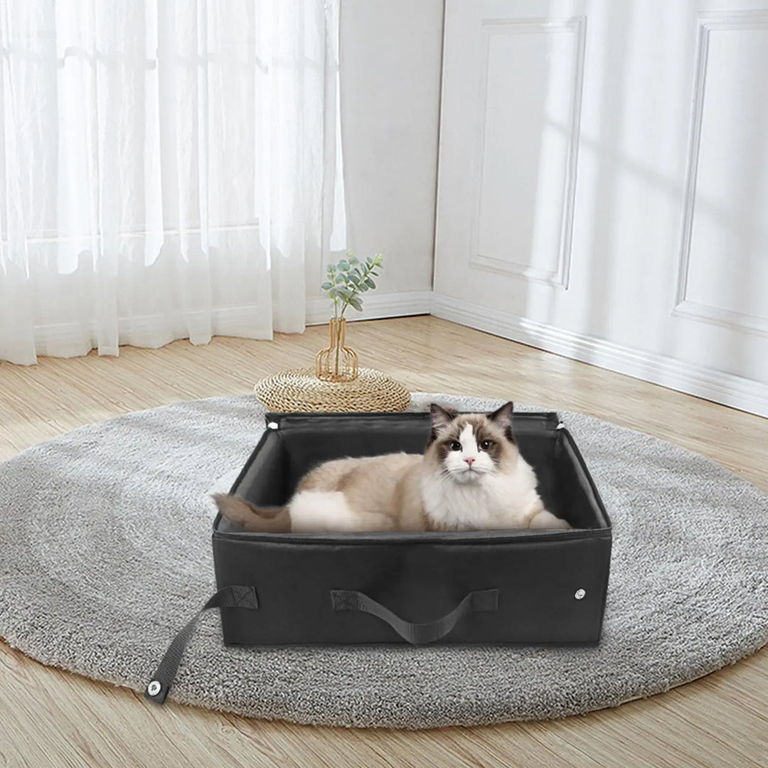 Foldable Litter Box Cat Travel Litter Box Portable Leak Proof Folding Waterproof Carrier Case With Lid Handle Pet Supplies For