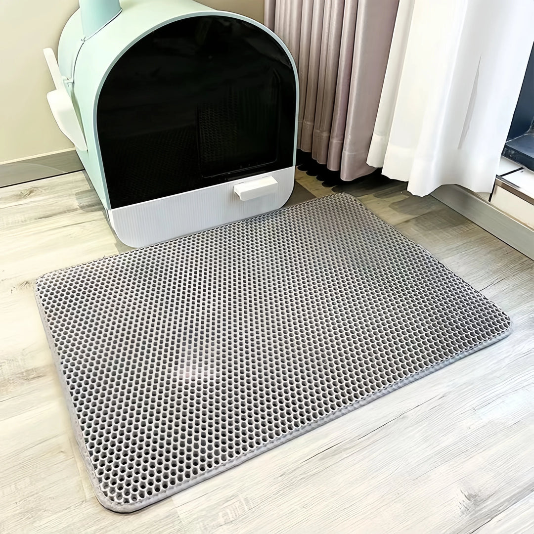 4PetsOnly Large EVA Double-Layer Cat Litter Mat - Waterproof, Non-Slip