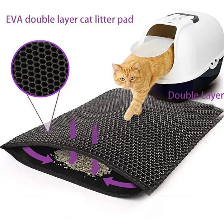 4PetsOnly EVA Double-Layer Cat Litter Mat - Waterproof, Non-Slip