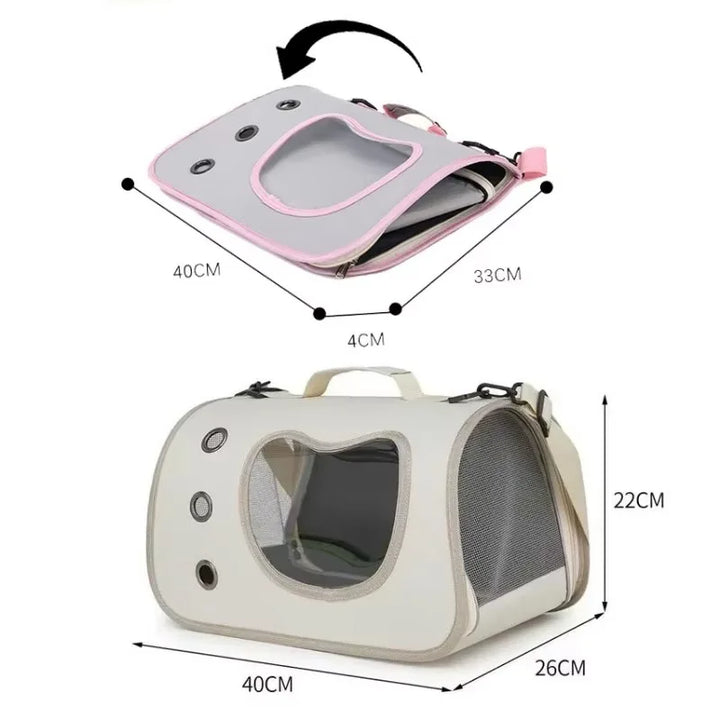 Portable Pet Carrier Bag Foldable Breathable Mesh Travel Bag for Small Cats Dogs Soft-Sided Handheld Outing Travel Pet Backpack