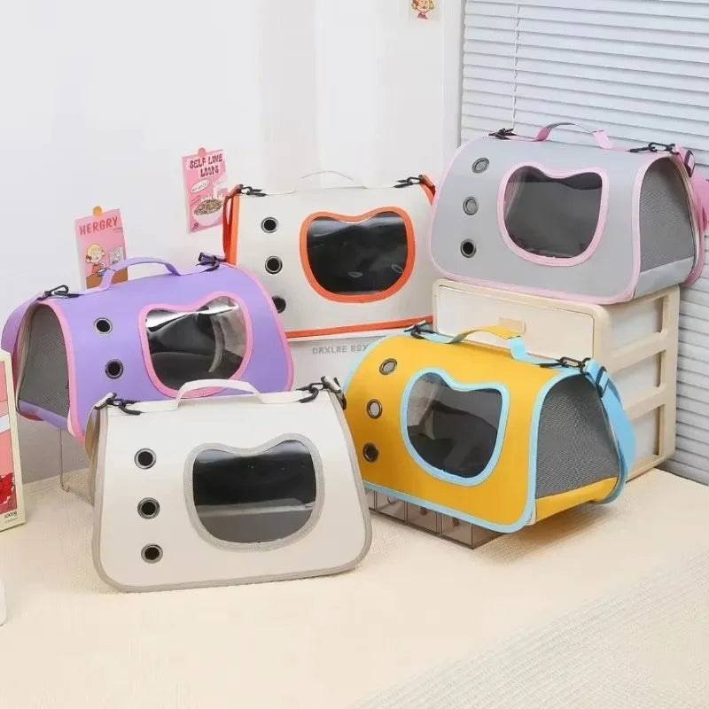 Portable Pet Carrier Bag Foldable Breathable Mesh Travel Bag for Small Cats Dogs Soft-Sided Handheld Outing Travel Pet Backpack