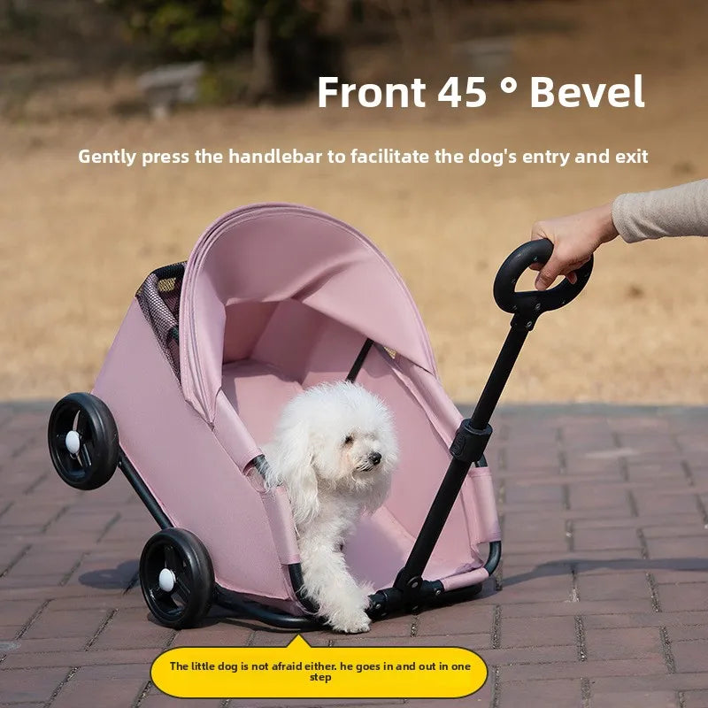 Small pet stroller, dog, cat, teddy baby stroller, portable and foldable outdoor small pet cart for going out