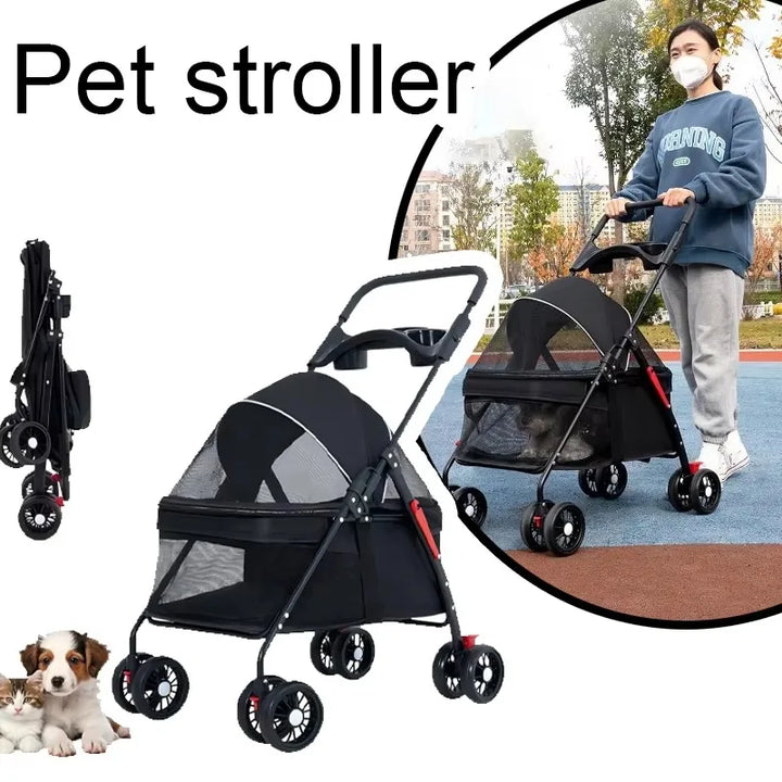 4PetsOnly Foldable Pet Stroller - Lightweight for Cats & Small Dogs