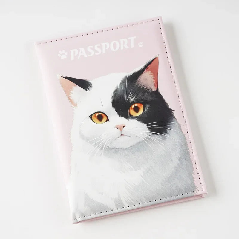 Cute Pet Cat Dog Printed Passport Holder Travel Wallet Passport Cover Passport Wallet Ticket Id Card Holder Travel Accessories